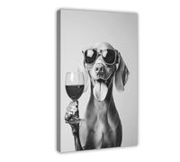 NCUDANK Weimaraner And Red Wine Canvas Poster Bedroom Decor Landscape Office Room Decor Gift 12x18inch(30x45cm)