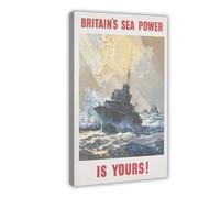 NCUDANK WWII British Sea Power Poster Canvas Poster Bedroom Decor Landscape Office Room Decor Gift 24x36inch(60x90cm)