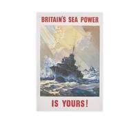 NCUDANK WWII British Sea Power Poster Canvas Poster Wall Art Decor Print Picture Paintings for Living Room Bedroom Decoration 24x36inch(60x90cm)