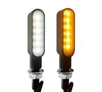 NCVCB Motorcycle Turn Blinker 2Pcs Motorcycle Turn Signal Mini Turn Indicator Light Dynamic Flowing Water Amber White DRL Driving Lamp 8MM
