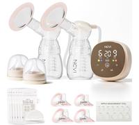 NCVI Double Electric Breast Pump 8116, Portable Breast Mlik Pump, Mode/Suction/Speed Adjustable Breastfeeding Pump, 4400mAh Rechargeable Battery, 21/24/28/32mm Flanges