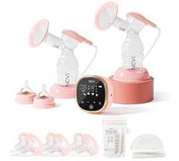 NCVI Double Electric Breast Pump 8782, Portable Breast Mlik Pump, Mode/Suction/Speed Adjustable, Ultra Comfortable Hospital-Grade Suction, 21/24/28/32mm Flanges, Pink