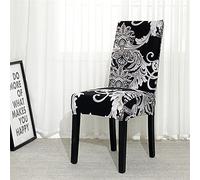 NCWANG Chair Covers for Dining Room,Chair Covers Set of 4, Stretch Knitted jacquard Chair Slipcovers,Removable Washable Chair Seat Cover for Dining Room Banquet Hotel Home Decor, black white pattern