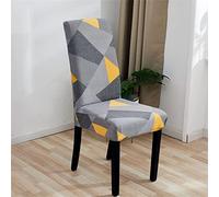 NCWANG Chair Covers for Dining Room, Grey Yellow Stretch Dining Chairs Slipcovers Elastic,Removable Dining Chair Covers for Kitchen,Dining Room,Restaurant Hotel Party Banquet, Set of 4