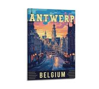 NCWIAC Antwerp Belgium Vintage Travel Poster Canvas Wall Art Prints Photo Picture Paintings Room Decor Home Decorative 16x24inch(40x60cm)
