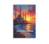 NCWIAC Casablanca Morocco Vintage Travel Poster Artworks Picture Print Wall Art Painting Canvas Decor Homes Decorative 20x30inch(50x75cm)