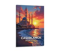 NCWIAC Casablanca Morocco Vintage Travel Poster Picture Print Canvas Wall Paint Arts Decor Modern Home Artworks Idea 20x30inch(50x75cm)