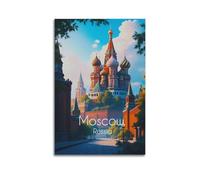 NCWIAC Moscow Russia Vintage Travel Poster Wall Art Painting Canvas Living Room Prints Bedroom Decor Artworks 16x24inch(40x60cm)