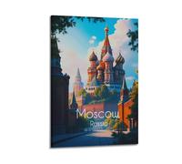 NCWIAC Moscow Russia Vintage Travel Poster Wall Art Picture Painting Canvas Prints Artworks Bedroom Living Room Decor 20x30inch(50x75cm)