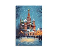 NCWIAC Moscow Russia Vintage Travel Posters Room Aesthetic Print Art Wall Painting Canvas Modern Bedroom Decor 16x24inch(40x60cm)