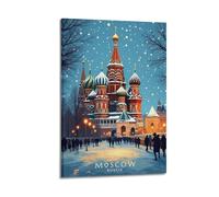 NCWIAC Moscow Russia Vintage Travel Posters Wall Art Picture Painting Canvas Prints Artworks Bedroom Living Room Decor 20x30inch(50x75cm)