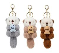 NCXFTP 3Pcs Otter Keychain, Cute Otter Keychain Plush, Soft PP Cotton Filling Stuffed Animal Keychain for Handbags, Backpacks, Car Key Decor