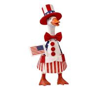 NCXFTP 7 Desk Goose Outfits, Desktop Goose Clothes for 7 Inch Decor, Patriotic Uncle Sam Costume Set with Hat Bowtie Skirt Flag, Red White Blue Themed Garden Goose Attire for July 4th Decorations