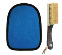 NCXFTP Sand Remover for Beach, 2-Piece Set with Sand Brush and Cleaning Mitt, Ideal for Beach Volleyball and Surfing, Compact Design with White Hog Bristle and ABS Plastic Construction