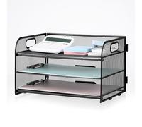 NCXTKJ 3-Tier Letter Tray Paper Organizer with Handle, Compact Mesh Desk File Organizer for Home Office Supplies Desktop Accessories