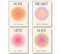 NCYEL 4 colorful abstract halo posters angel number positive energy inspirational language inspirational wall art bedroom girls room pink decoration living room bedroom apartment hotel dormitory 8x10