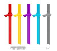NCYOEW Replacement Straws for Zak Designs 15OZ Water Bottle, All-in-one Food Grade Reusable Silicone Straws for Zak Tumbler Lid with Cleaning Brush, Pack of 5