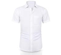 ND Boys Half Sleeve School Shirt - Classic Fit, Easy Iron, Soft Cotton Blend, Uniform Shirt for Boys - White (UK, Alpha, One Size, Regular, Regular, 14" Neck - Year [12-13], White Pack 1)