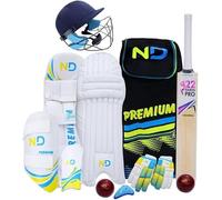 ND Complete Cricket Kit 11pc Set Bat Ball Pad Leg Guard Glove BAT Boys Youths Mens (Mens RH (Senior))
