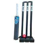 ND Kwik Cricket Set Plastic Wicket Stumps Bat Ball Base Indoor Outdoor Garden (Black)