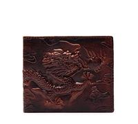 ND Mens Dragon Genuine Leather Wallet with Credit Card Holder Dragon Pattern Money Clip Wallet Purse Horizontal, Brown, Brown