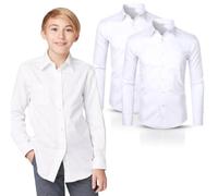ND Sports 2 Pack White Full-Sleeve Shirt, School Shirts Boys Classic Regular Fit, Button-Down, Easy Iron, Perfect for School Uniforms, Business Casual & Formal Wear (2-3) Years