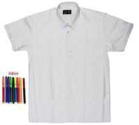 ND Sports Boy's School Uniform Short Sleeve Smart Shirt, Size 17.5, White