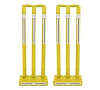 ND Sports Cricket Wickets with Bails - Durable & Weather-Resistant Cricket Stumps Set for Training & Matches (Yellow, Senior (Full Size) - Pack 2)