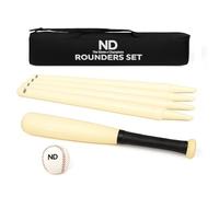 ND Sports Deluxe 16" Wooden Rounders Set with Bat, Ball, 4 Posts & Carry Bag | Complete Garden & Field Game Equipment for Outdoor Team Sports, Training, Schools, Clubs & Recreation