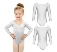 ND Sports Girls Long Sleeve Leotard - Pack of 2 - for Dance, Ballet & Gymnastics - Soft Stretch Bodysuit for Kids - Comfortable, Flexible & Stylish Performance Outfit