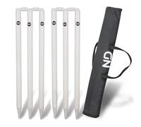 ND Sports Hard Ground Cricket Stumps - Heavy Duty Plastic Wickets with Carry Bag - Ideal for Hard Surface Play, Training & Matches (White, 6x Stumps with Bails)
