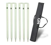 ND Sports Hard Ground Cricket Stumps - Heavy Duty Plastic Wickets with Carry Bag - Ideal for Hard Surface Play, Training & Matches (Pale Green, 6x Stumps with Bails)