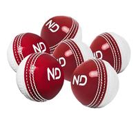 ND Sports Incrediball Cricket Ball - Pack of 1, 3, or 6 - Durable Red Rubber Practice & Training Ball for Adults - Ideal for Net Practice, Coaching Sessions & Casual Matches (Pack 6, Red/White)