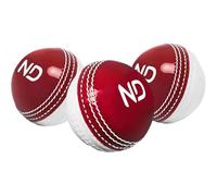 ND Sports Incrediball Cricket Ball - Pack of 1, 3, or 6 - Durable Red Rubber Practice & Training Ball for Adults - Ideal for Net Practice, Coaching Sessions & Casual Matches (Pack 3, Red/White)