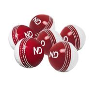 ND Sports Incrediball Cricket Ball - Pack of 1, 3, or 6 - Red & White Durable Practice & Training Ball - Ideal for Net Practice & Match Play (Pack 6, Red/White)