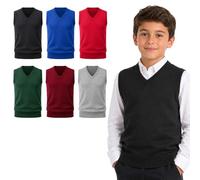 ND Sports Kid's School Uniform V-Neck Tank Top Knitted Sleeveless Jumper for 3-4 Years, Maroon