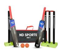 ND Sports Plastic Cricket Kit - Senior & Junior for Ages 8-12 & Adults | Complete Bat, Stumps & Ball Pack for Training, Beach, Garden & Backyard Play