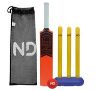 ND Sports Plastic Kids Cricket Set - High Performance & Durable Kwik Cricket Style Set for Training | Lightweight & Portable Boys & Girls Ages 3 to 9 Years (Multi Colour, 4 to 8 Years)