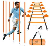 ND Sports Platinum Agility Training Kit - 6m Ladder, Slalom Poles, Training Cones, Jump Rope & Carry Bag | Complete Football Training Equipment for Kids & Adults | Speed & Agility Set (Orange)