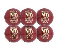 ND Sports Premium Grade Leather Cricket Ball For Women 142gm - Ideal for Practice, Training, and Matches - Available in Pack of 6 for Ladies and Youth Girls (Red, Pack of 6)