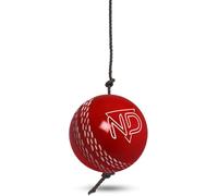 ND Sports Premium Leather String Cricket Balls, Ideal for Practice | Improve Hand-Eye Coordination & Batting Accuracy with Hanging Training Ball (Red, Plastic)