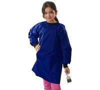 ND Sports School Kids Craft Time Art Class Protective Wipe Clean Smock Apron (Navy Blue, 6-8 Years)