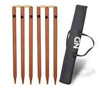 ND Sports Wicket Stumps with Bail - Durable Cricket Stumps Set for All Surfaces | Lightweight & Portable | Perfect for Indoor & Outdoor Matches (Natural, 6x Stumps with Bails)