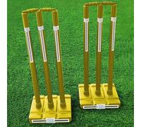 ND Sports Wicket Stumps with Bail - Durable, Lightweight & Portable Cricket Set for All Surfaces | Indoor & Outdoor Use | Includes Mesh Carry Bag (Yellow,Pack 2)