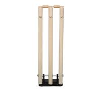 ND Sports Wooden Cricket Stumps with Spring Base - Heavy Duty Cricket Wickets with Bails, Stable Practice & Training Stump Set for Backyard & Nets