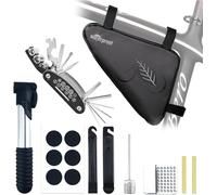NDakter Bike Frame Bag, 2L Waterproof Bicycles Triangle Pouch, Cycling Repair Pack for Phone, Wallet, Keys, Tools, Accessories, Bike Tool Kits for Mountain Road Bike, MTB (Bike Bag and Tool Set)