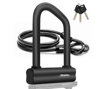 NDakter Bike Lock, 18mm Heavy Duty Bike D Lock with 6FT/1.8M Steel Security Cable with 3 Keys, Anti Theft Bicycle Lock for Electric Escooter, E Bike, Road Bike Lock Sturdy