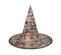 NDDCEDEW Ancient Worn Brick Wall Print Halloween Hats Witch Wizard Hats For Festivities Cosplay
