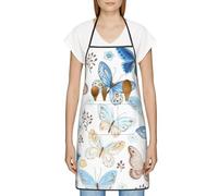 NDDCEDEW Beautiful Butterflies Printed Women'S Apron With Pockets Waterproof Cute Kitchen Aprons Adjustable For Cooking Baking Gardening Pinafore