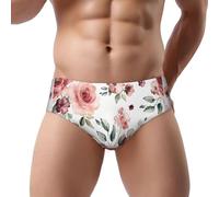 NDDCEDEW Blossoming Rose Flowers Print Men'S Triangle Briefs Low Rise Soft Breathable Sweat Absorbent Underwear (S-3xl) Black